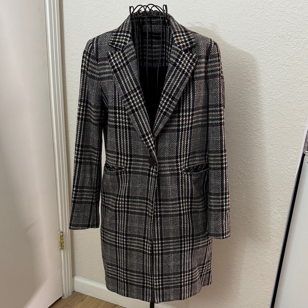 Zara Woman Houndstooth Patterned Jacket